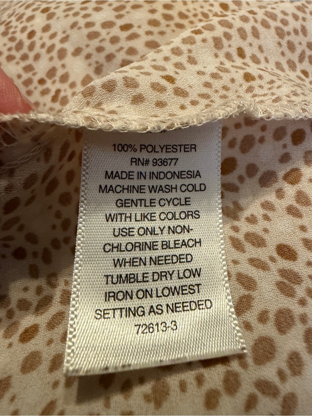 Worthington Tan and Cream Speckle Print Button-Front Shirt Blouse - Picture 8 of 8